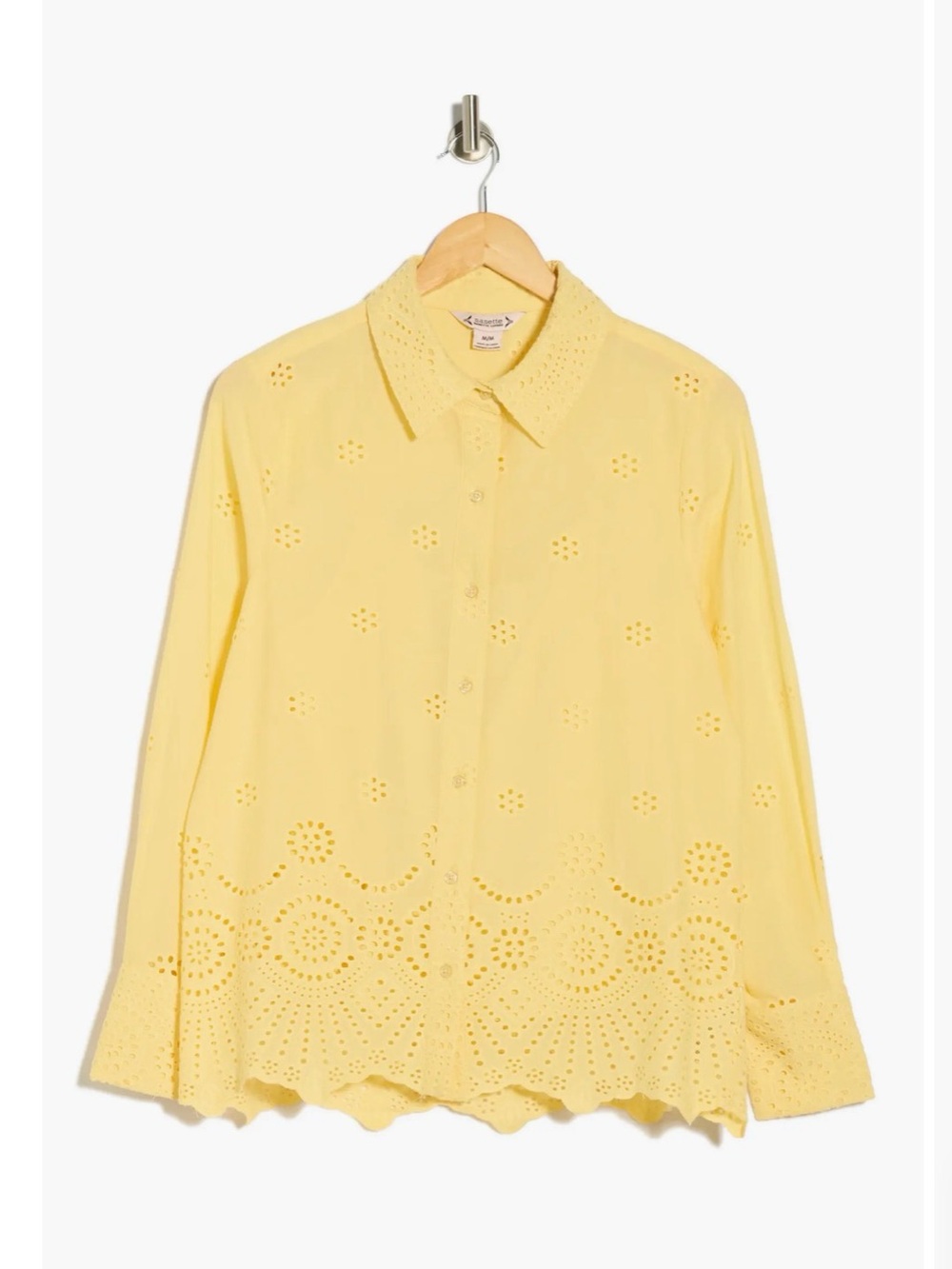 Nanette Lepore Yellow Eyelet Button-Down Shirt